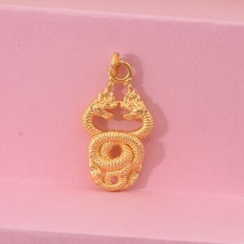 Doppelter Drachen-Anh&auml;nger in 999 Gold