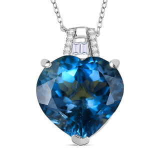 D'Joy London Blau Topas, Moissanit Schmuckset ca. 50 cm 925 Silber rhodiniert ca. 12,66 ct.