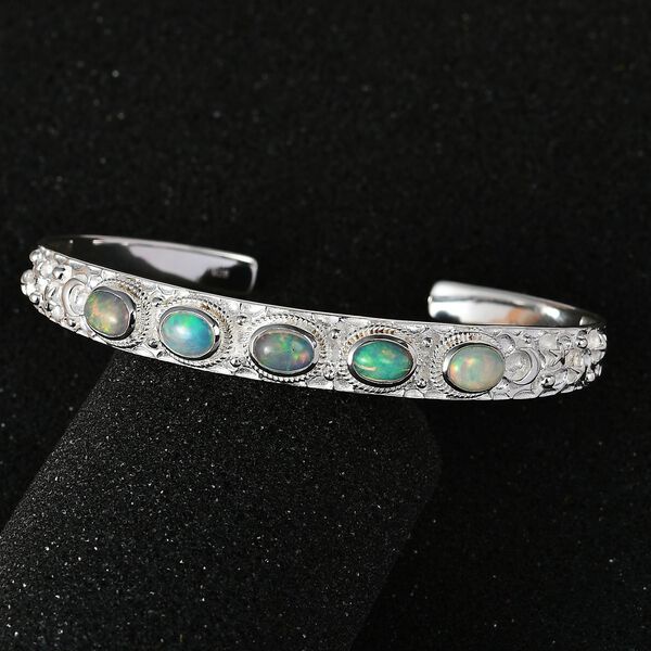 Natürlicher, äthiopischer Welo Opal Mond und Stern Armreif ca. 19 cm, 925 Silber ca. 3.09 ct image number 3