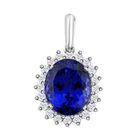Rhapsody AAAA Tansanit, Weißer Diamant Anhänger 950 Platin ca. 4,50 ct.