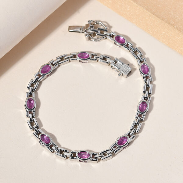 Premium Ilakaka Rosa Saphir Armband ca. 19 cm, 925 Silber platiniert (Fissure gef&uuml;llt) ca. 5,20 ct image number 2