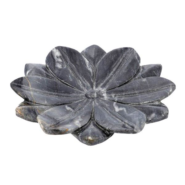 NAKKASHI - Handgeschnitzte Marmorsch&uuml;ssel im Lotos Design, Grau