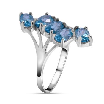 Blauer Zirkon Ring 925 Silber rhodiniert (Gr&ouml;&szlig;e 16.00) ca. 3,66 ct