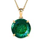 D joy Pfau Quarz Triplette Anhänger mit Kette, 925 Silber 750 Gelbgold Vermeil ca. 11.34 ct