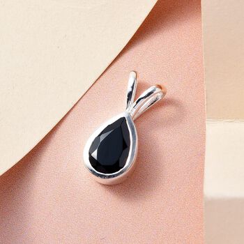 Thai Schwarzer Spinell Anh&auml;nger, 925 Silber ca. 1.73 ct