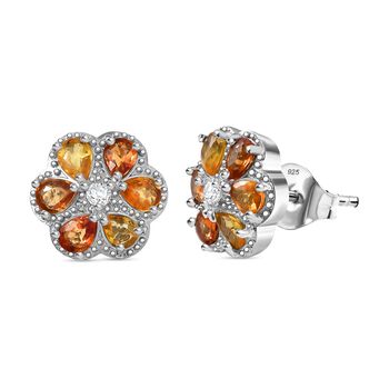 AA Mehrfarbig Saphir, Wei&szlig;er Zirkon Ohrringe Nickelfreies Messing ca. 2,59 ct.