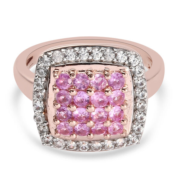 Rosa Saphir und Zirkon Ring, 925 Silber rosévergoldet, 1,26 ct. image number 6
