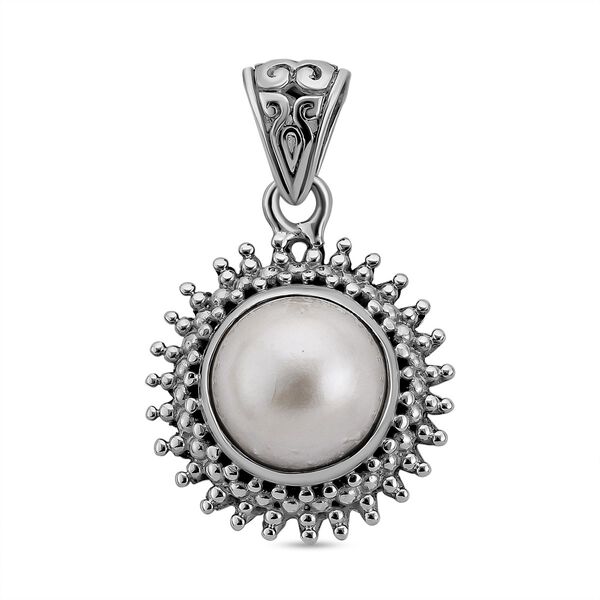 Royal Bali Kollektion - 10 mm wei&szlig;er Mabe Perle-Anh&auml;nger - 1,65 ct.