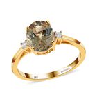 LUXORO AAA Turkizit und weißer Diamant-Ring, zertifiziert und geprüft, 585 Gold (Größe 18.00) ca. 2,10 ct