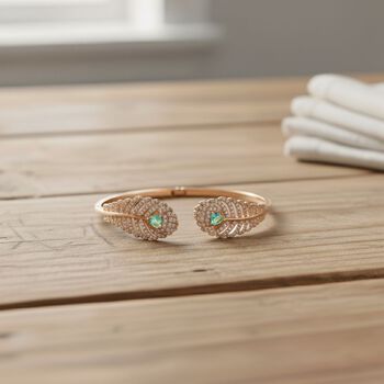 Gr&uuml;ner Kristall und wei&szlig;er Zirkonia 19cm Armreif