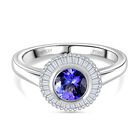Rhapsody AAAA Tansanit, Weißer Diamant Ring 950 Platin (Größe 17.00) ca. 1,05 ct