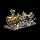 The 5th Season - Kristall-Apfel und Lotusblüte auf verspiegeltem Ständer, 11x6x7cm, Gold image number 2