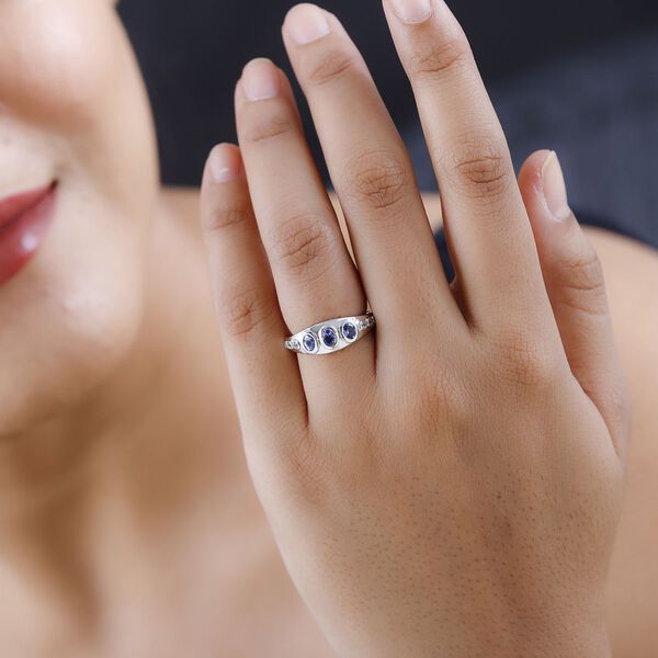 AAA Tansanit und Zirkon Ring - 0,63 ct. image number 3