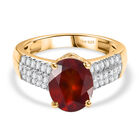 D'Joy AAA Hessonit Granat, Wei&szlig;er Zirkon Ring 925 Silber 750 Gelbgold Vermeil (Gr&ouml;&szlig;e 17.00) ca. 3,46 ct
