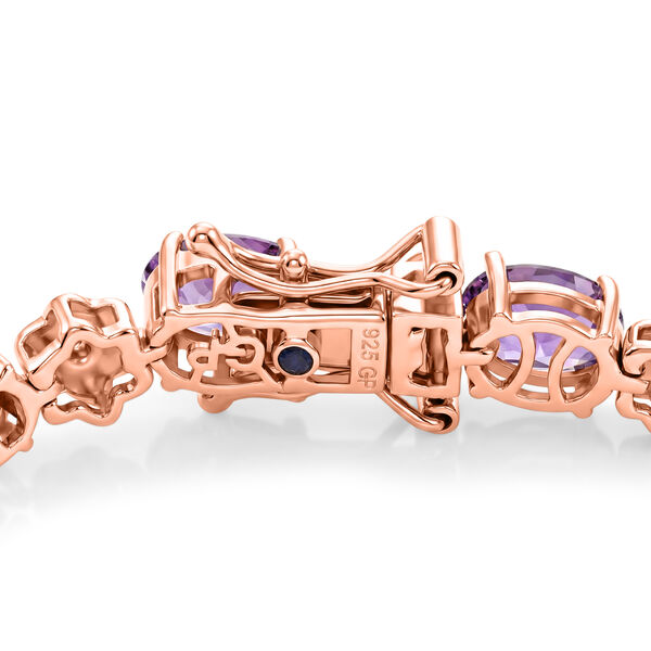 GP - AAA Rose De France Amethyst, Wei&szlig;er Zirkon Armband ca. 19 cm 925 Silber 750 Ros&eacute;gold Vermeil ca. 12,92 ct. image number 4