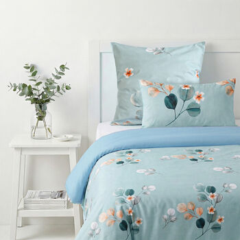 6-teiliges Bettw&auml;sche-Set mit Blumenmotiv, 135x200cm, Blau