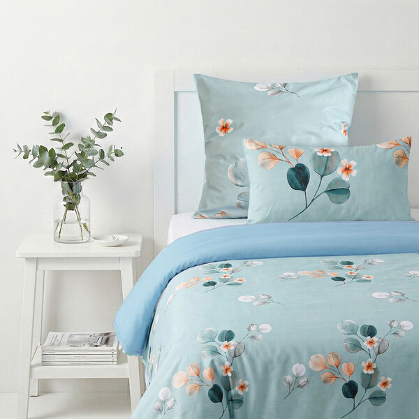 6-teiliges Bettw&auml;sche-Set mit Blumenmotiv, 135x200cm, Blau image number 1