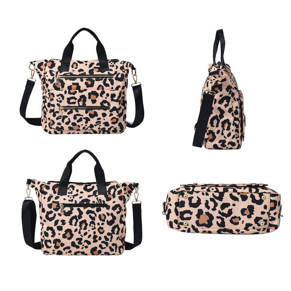 Leopardenmuster Schultertasche für Damen, Größe 32x12x25 cm, Schwarz und Braun image number 4
