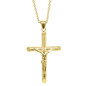 Kreuz Anhänger mit Kette ca. 45cm, 925 Silber vergoldet 2,90g