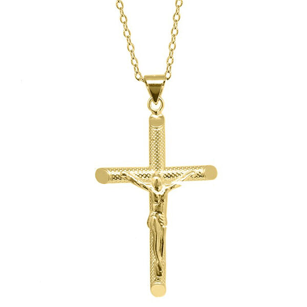 Kreuz Anhänger mit Kette ca. 45cm, 925 Silber vergoldet 2,90g image number 0