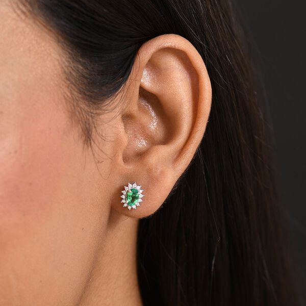LUXURIANT AAA Labor kolumbianische Smaragd und Moissanit Ohrringe - 1 ct. image number 3