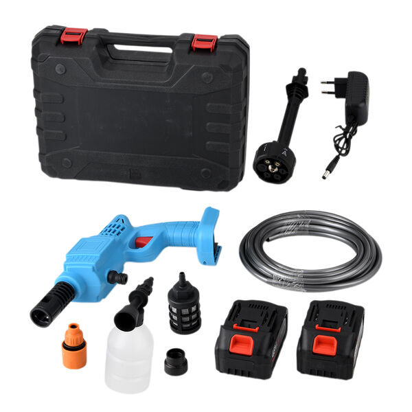 "Battery capacity: 6000 mAh*2pcs Charging time: 2 hours Use time: 15 minutes Motor power: 260 watts Accessories: 1 charger; 1 filter screen; 1 water bottle connector; 1 foam pot; 2 battery; 2 nozzles 1 pipe connector; 1 extended aluminum pipe; 1 5m water image number 4