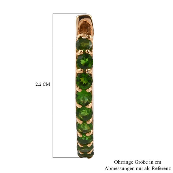 Nat&uuml;rlicher Chromdiopsid Creolen 925 Silber vergoldet ca. 2,37 ct image number 5