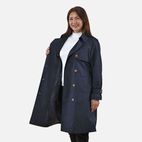 LA MAREY - Trench Coat mit Hüftgürtel, L, Marineblau image number 11