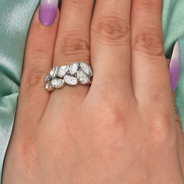 Handgearbeiteter Polki-Diamant-Ring, 925 Silber platiniert  ca. 1,00 ct image number 3