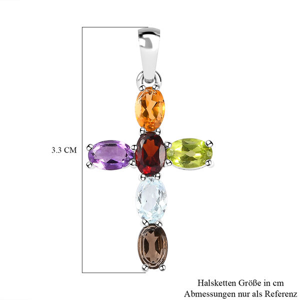 Mehrfarbiger Edelstein Kreuz-Anh&auml;nger, 925 Silber ca. 2,87 ct image number 6