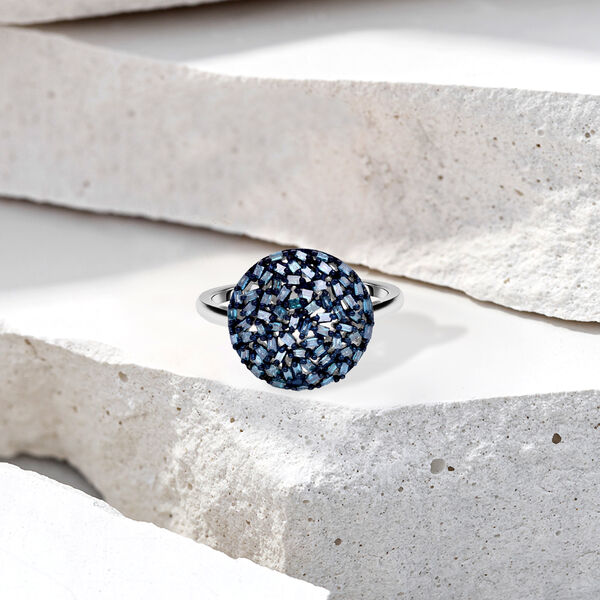 Blauer Diamant Ring, 925 Silber platiniert (Größe 19.00) ca. 0.50 ct image number 1