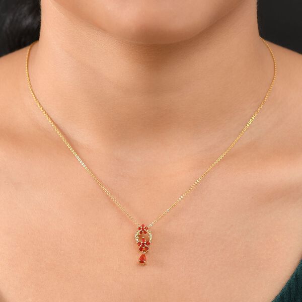 Djoy AA Mexikanischer Kirschfeuer-Opal Anh&auml;nger 925 Silber 750 Gelb Vergoldet ca. 0,38 ct. image number 3