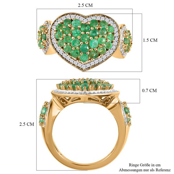 Kagem Sambischer Smaragd Ring, 925 Silber vergoldet (Gr&ouml;&szlig;e 18.00) ca. 1.98 ct image number 7