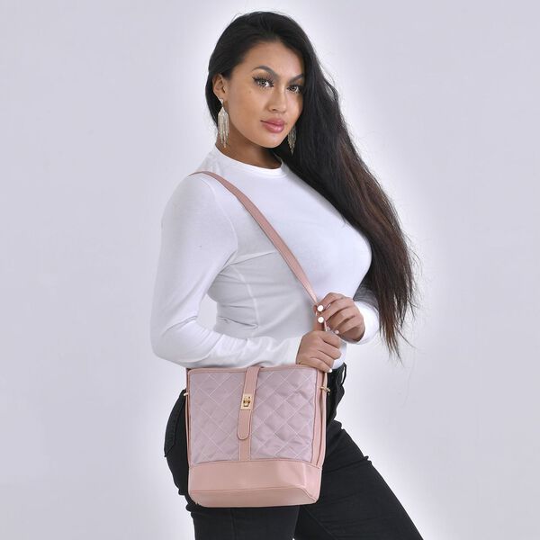 Gesteppte Umh&auml;ngetasche, Karomuster, beige image number 2