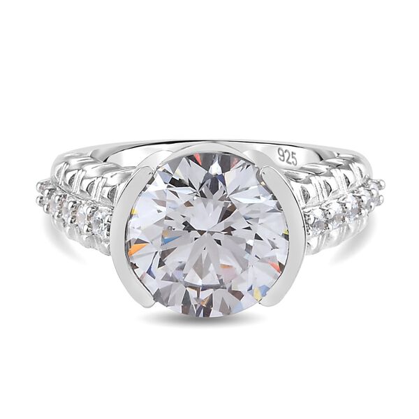 LUSTRO STELLA Hergestellt mit ZIRKONIA Ring 925 Silber Platin-Überzug image number 0