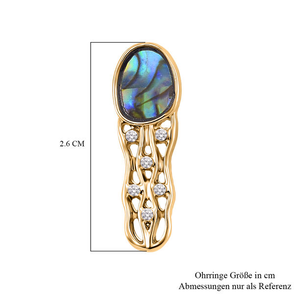 J Francis gefertigt mit SWAROVSKI- Abalone Muschel und weiße Kristall Ohrringe in Goldton image number 6