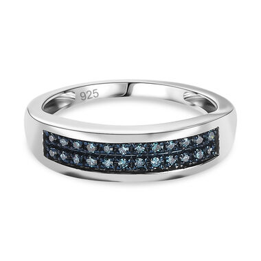 Blauer Diamant Ring, 925 Silber platiniert (Größe 17.00) ca. 0.20 ct