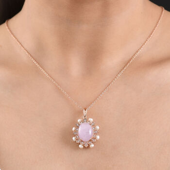 EverTrue Kunzit, S&uuml;&szlig;wasser Perle und Zirkon Anh&auml;nger mit 50cm Kette