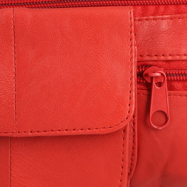100% echte Leder Bauchtasche, Gr&ouml;&szlig;e 37x15 cm, Rot image number 5