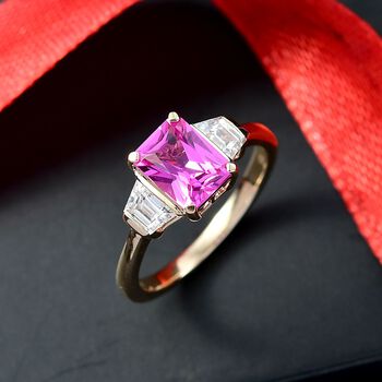 LUXURIANT AAA Labor Rosa Saphir und Labor Diamant Ring in 585 Gold - 2,26 ct.