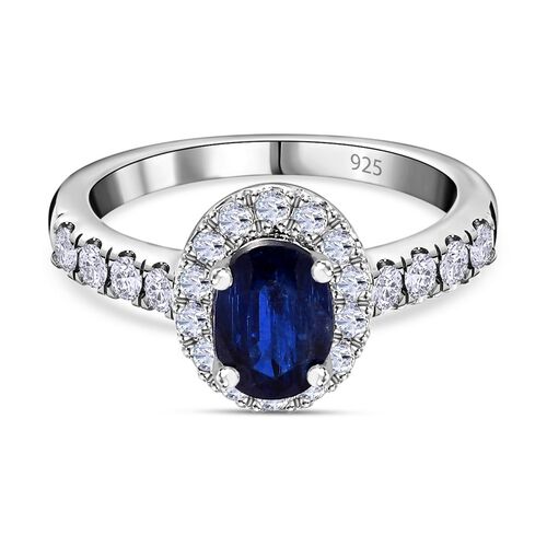 AAA Kyanit, Weißer Zirkon Ring, 925 Silber platiniert, (Größe 18.00) ca. 1.62 ct image number 0