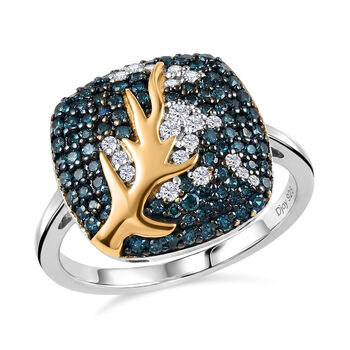 D'Joy blauer und wei&szlig;er Diamant zweifarbiger Ring - 1 ct.