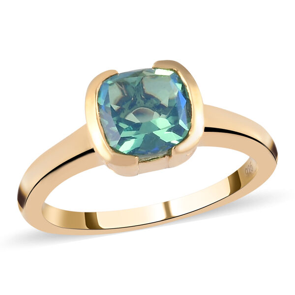 Pfau Triplett Quarz Solit&auml;r Ring 925 Silber vergoldet image number 4