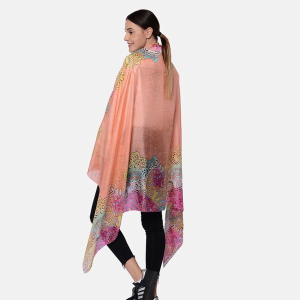 LA MAREY - 100 % nat&uuml;rlicher Maulbeerseiden bedruckter Schal in Geschenkbox, 110x180 cm, Rosa image number 2