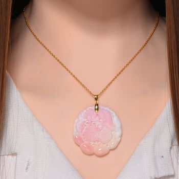 Nat&uuml;rlicher Rosa K&ouml;nigsmuschel Anh&auml;nger mit Kette ca. 50 cm, 925 Silber vergoldet