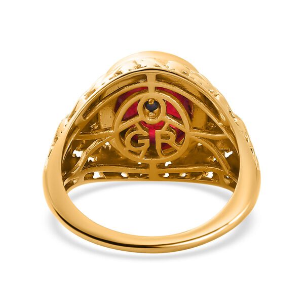 GP Celestial Dream Kollektion -  Afrikanischer Rubin (Fissure gefüllt), Kanchanaburi Blauer Saphir Ring, 925 Silber Gelbgold Vermeil, (Größe 20.00) ca. 8.04 ct image number 5