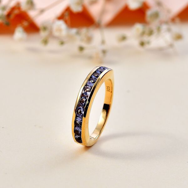 Tansanit Ring, 925 Silber 750 Gelbgold Vermeil  - 0,92 ct. image number 2