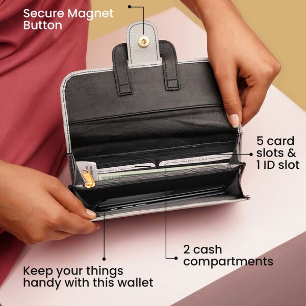 100% echte Leder Geldb&ouml;rse mit RFID Schutz, 18.50x10.50 cm, Grau image number 5