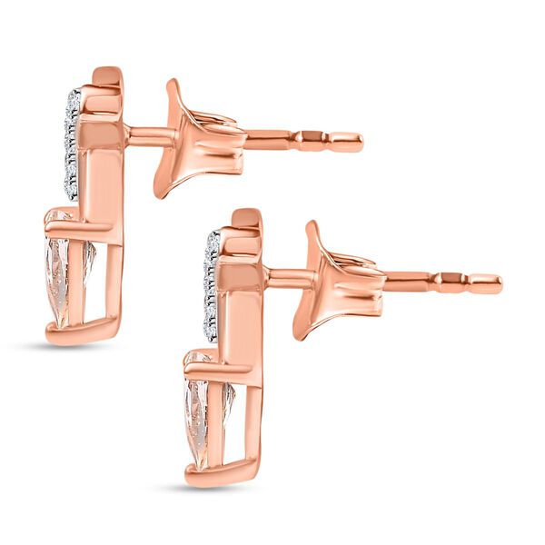 AA Morganit, Wei&szlig;er Zirkon Ohrringe 925 Silber 750 Ros&eacute;gold Vermeil ca. 0,88 ct. image number 5