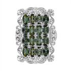 Grüner Turmalin, Weißer Zirkon Ring 925 Silber rhodiniert (Größe 18.00) ca. 3,70 ct